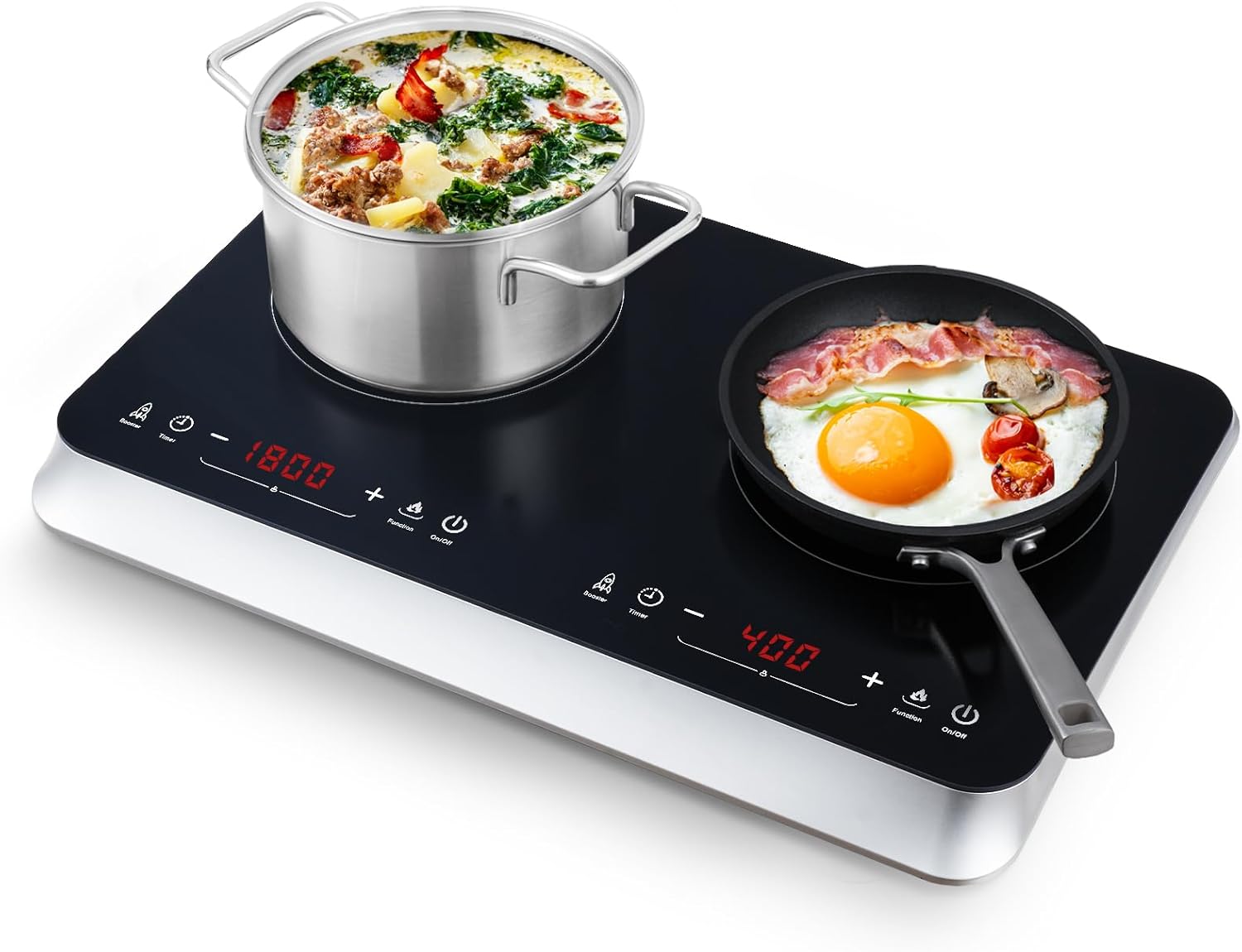 COOKTRON double induction cooktop with fast warm-up Boost mode and dual zones
